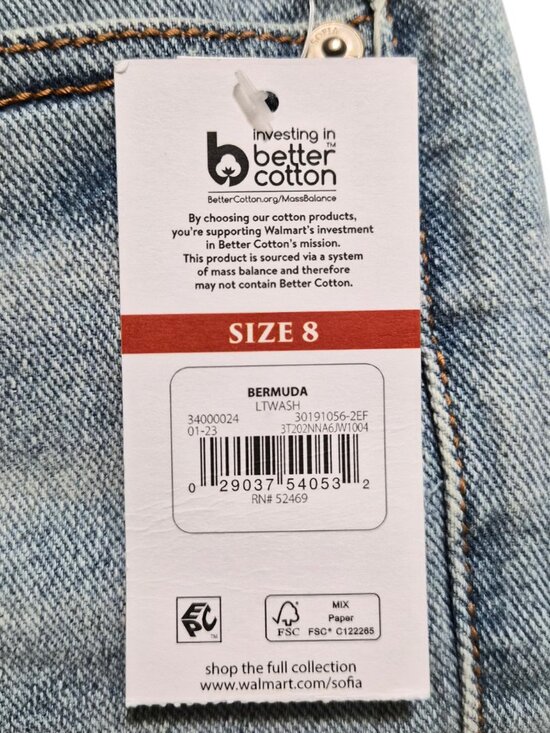 Sofia Vergara Women's Bermuda Shorts Gabriella Size 8 Distressed Frayed Hem Blue - Picture 9 of 12